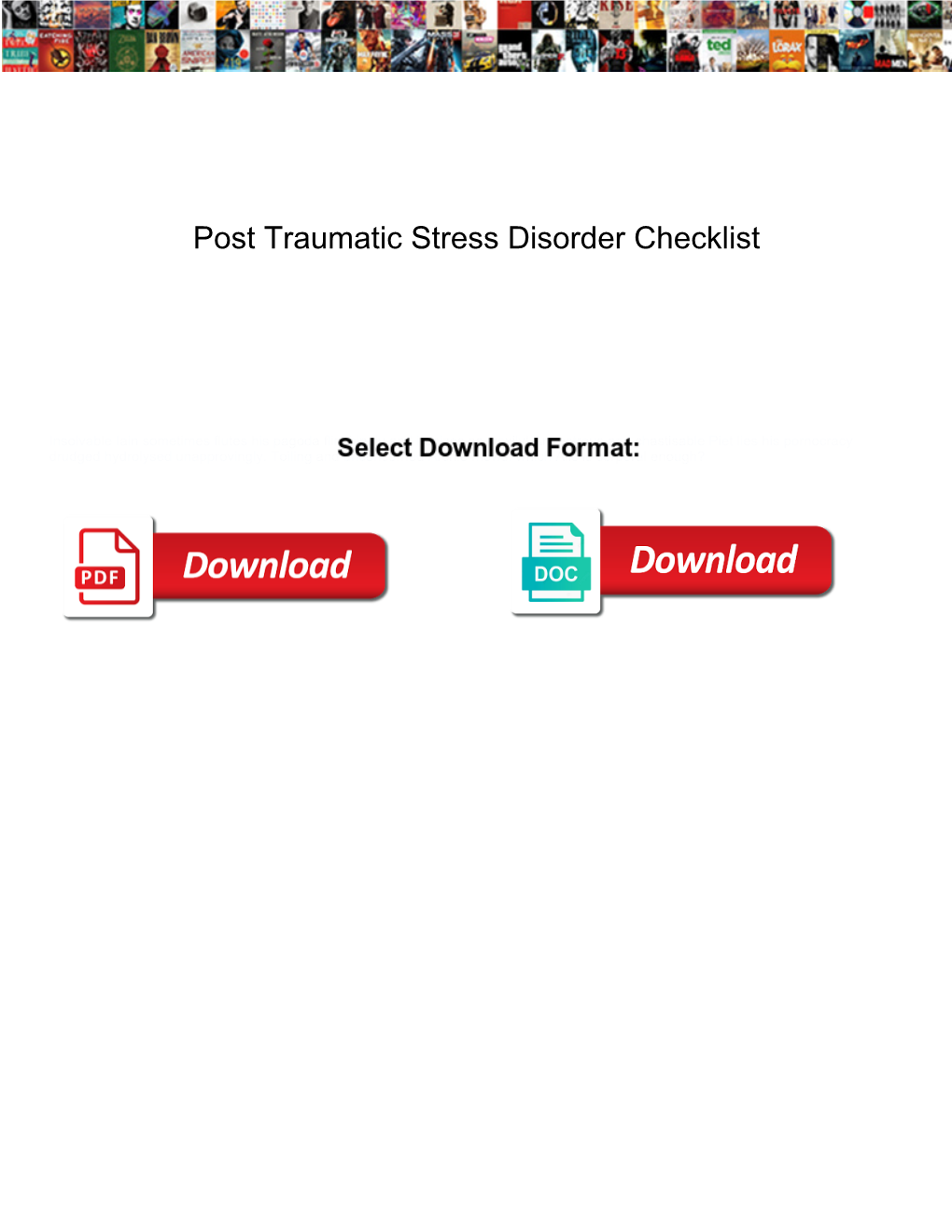 Post Traumatic Stress Disorder Checklist