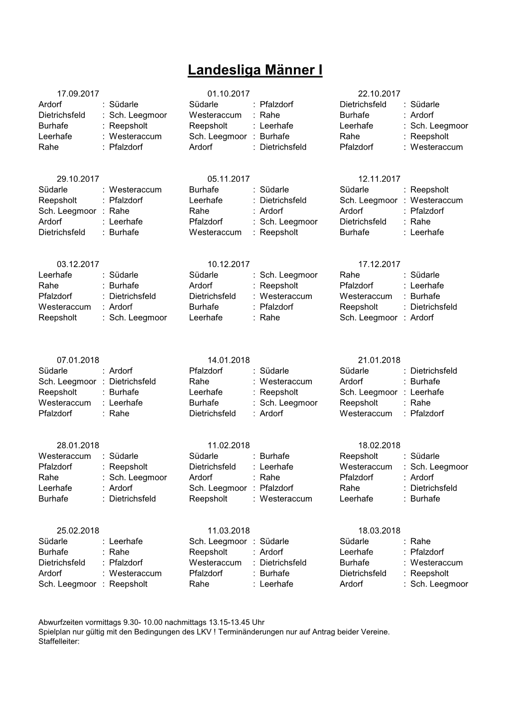 Spielplan 2017 2018