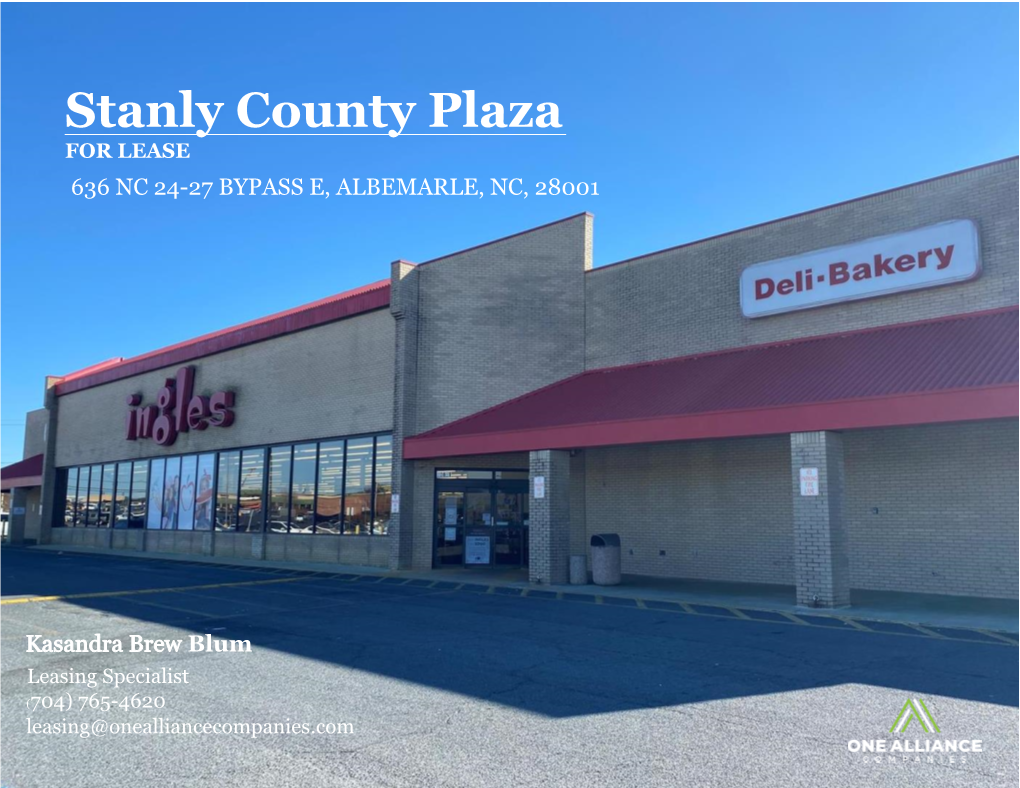Stanly County Plaza for LEASE 636 NC 24-27 BYPASS E, ALBEMARLE, NC, 28001