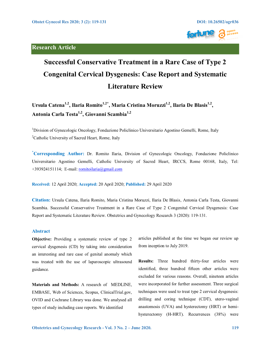 Successful Conservative Treatment in a Rare Case of Type 2 Congenital Cervical Dysgenesis: Case Report and Systematic Literature Review