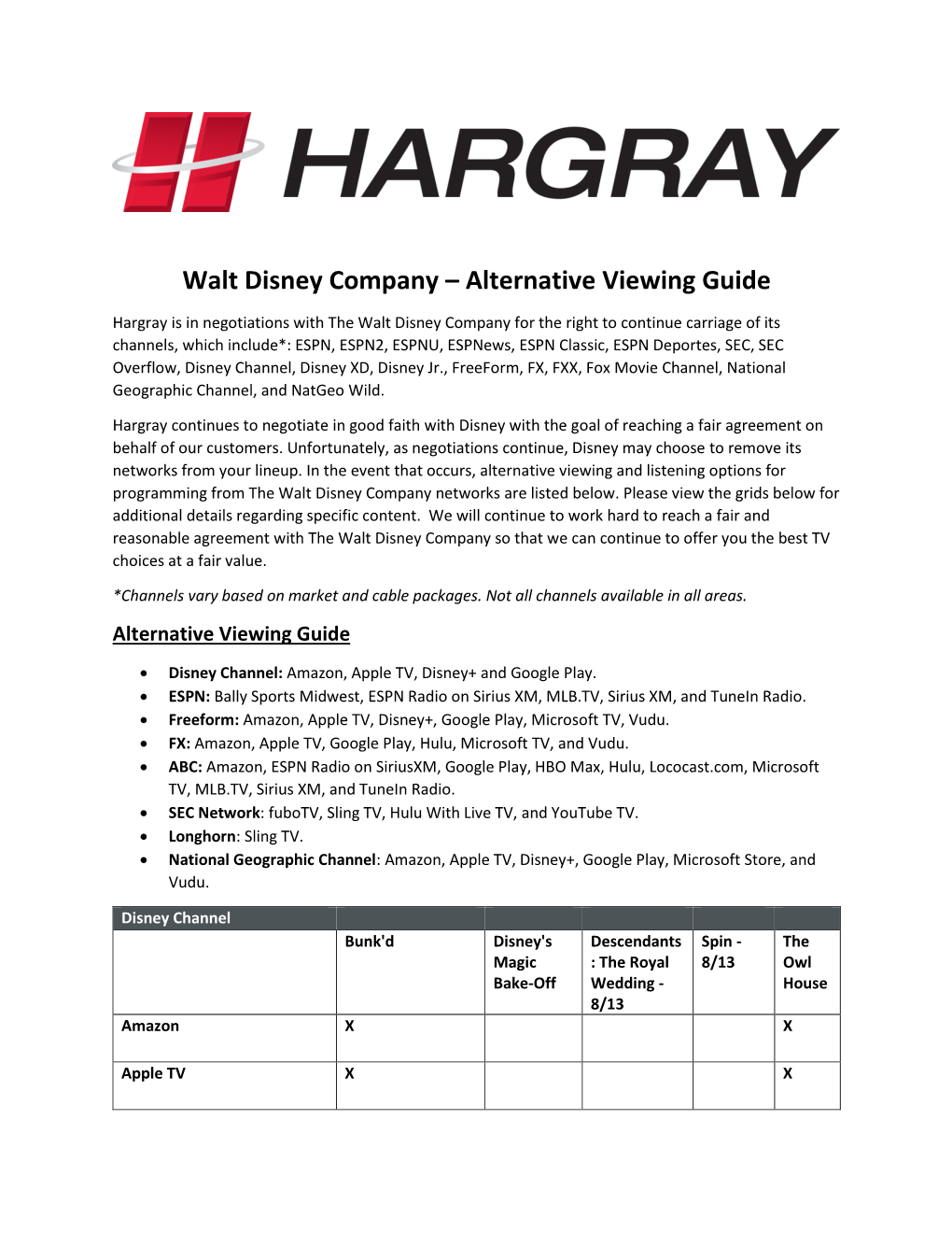 Alternative Viewing Guide