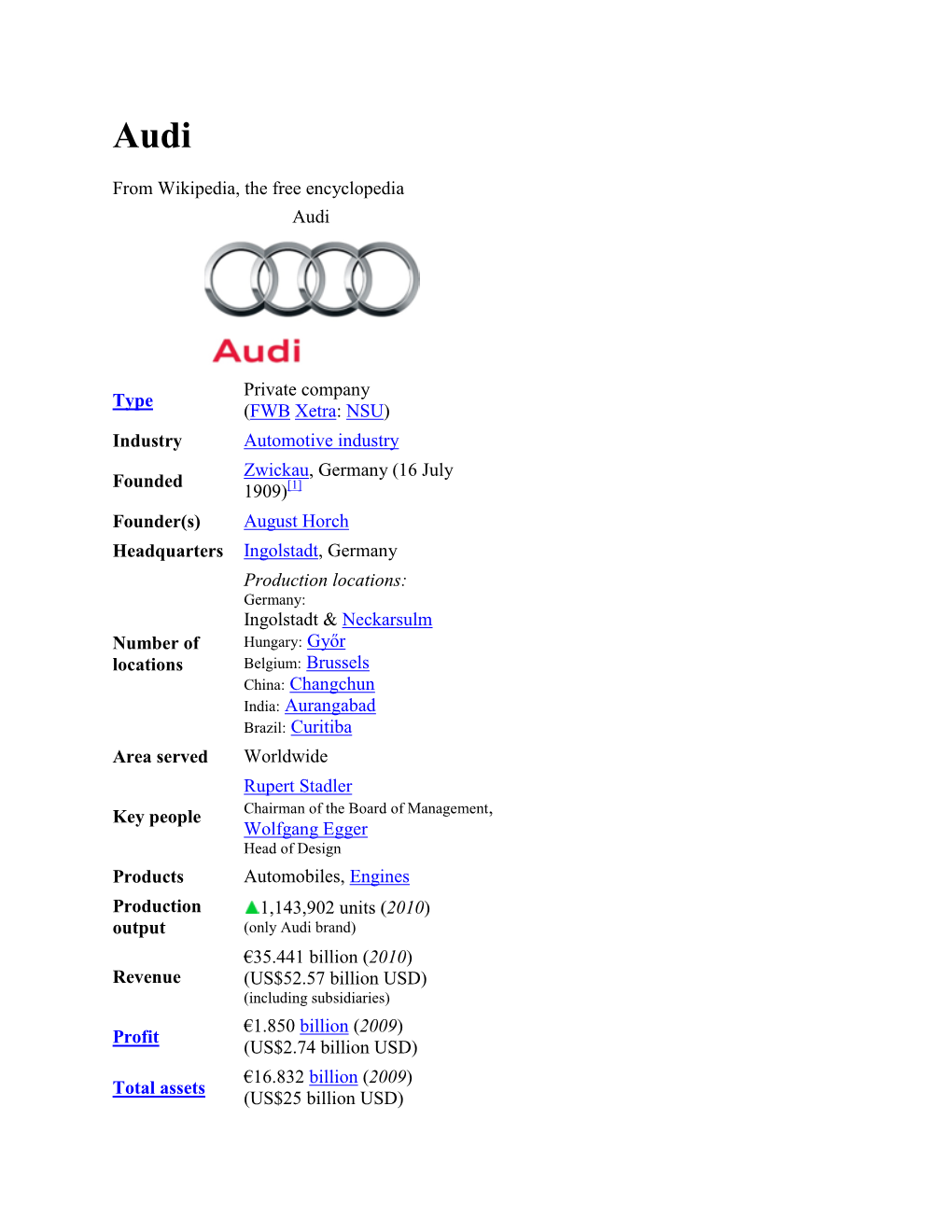 From Wikipedia, the Free Encyclopedia Audi Type Private Company