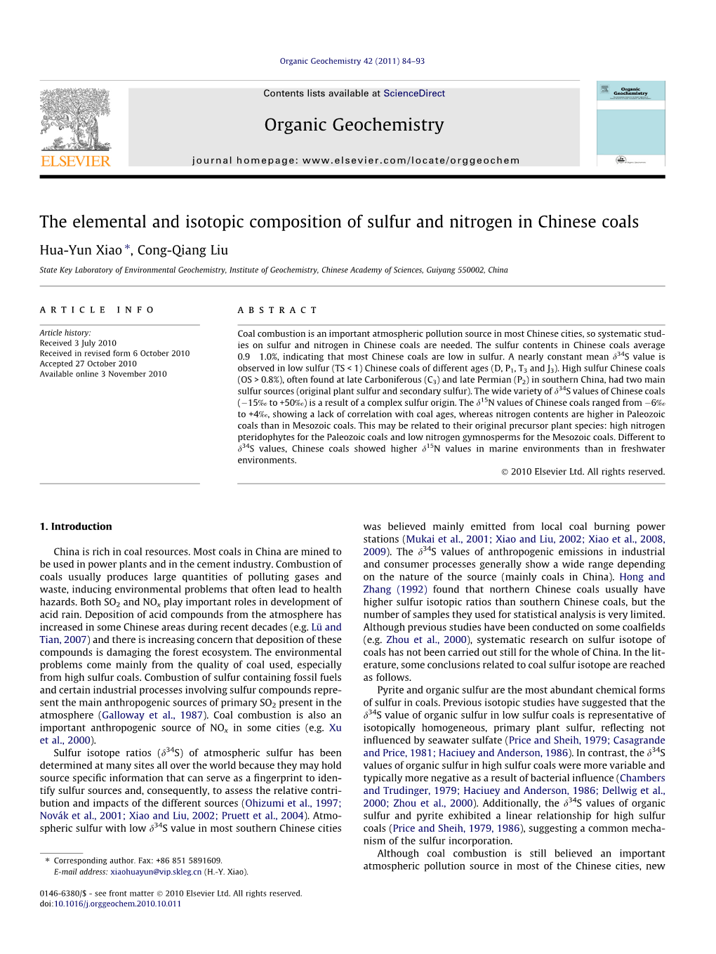 Organic Geochemistry 42 (2011) 84–93