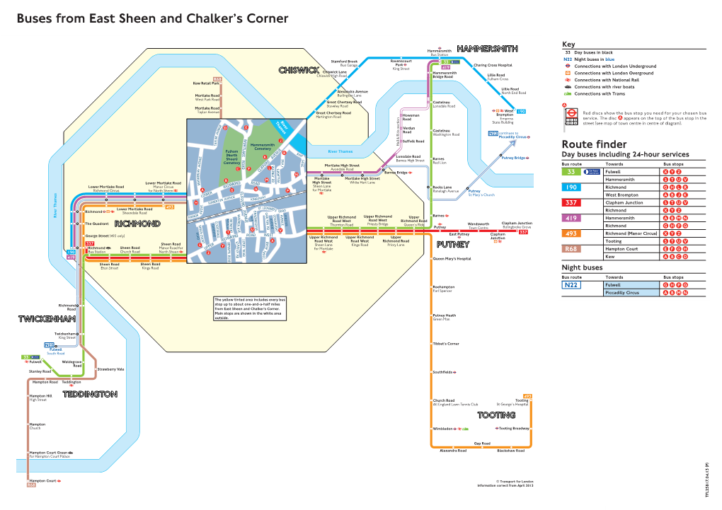 Buses from East Sheen and Chalker's Corner