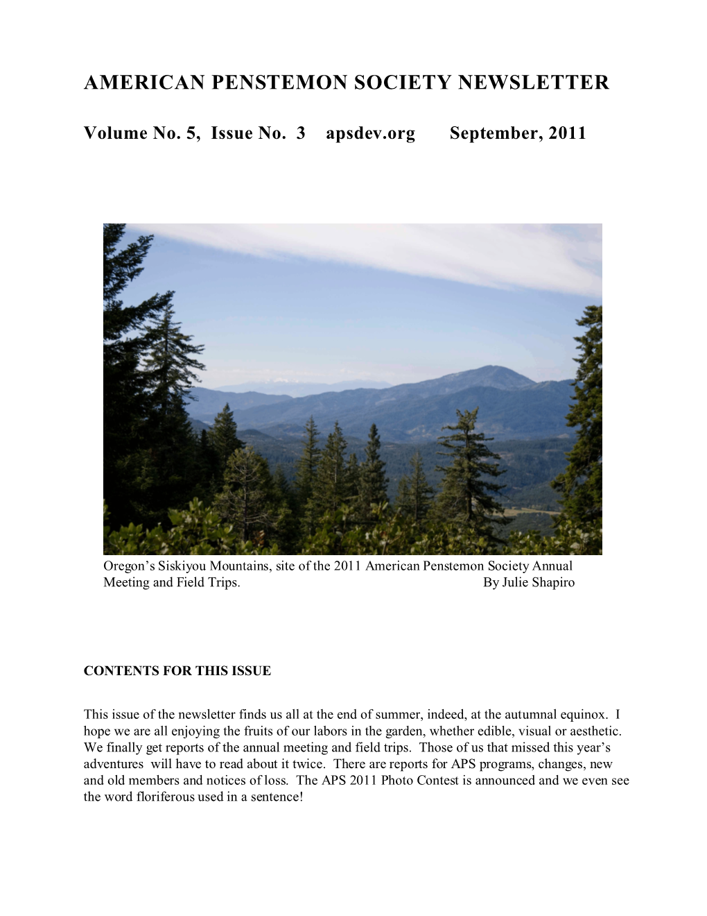 2011 September Newsletter