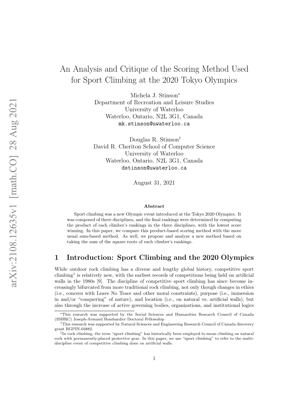 Arxiv:2108.12635V1 [Math.CO] 28 Aug 2021