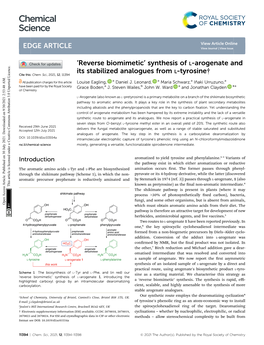 'Reverse Biomimetic' Synthesis of L-Arogenate and Its Stabilized