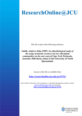 An Ethnobiological Study of the Usage of Marine Resources by Two Aboriginal Communities on the East Coast of Cape York Peninsula, Australia