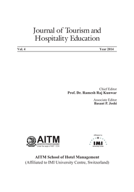 Journal of Tourism and Hospitality Education Vol, 4, 2014