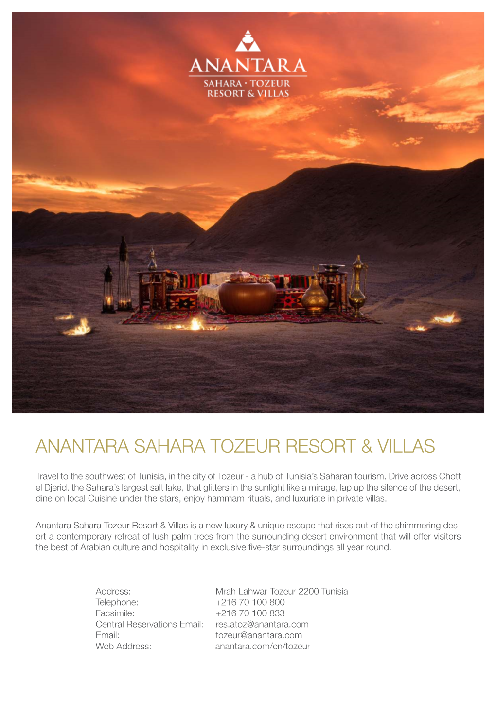 Anantara Sahara Tozeur Resort & Villas