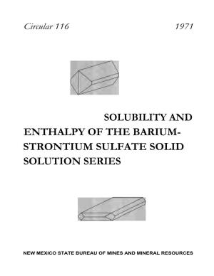 Solubility and Enthalpy of the Barium-Strontium Sulfate Solid