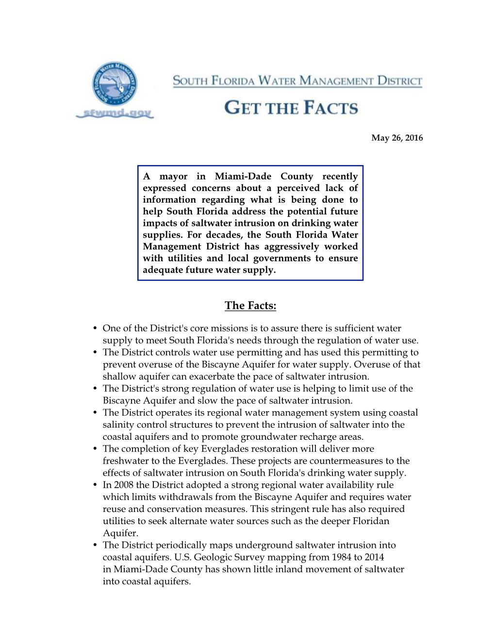 Saltwater Intrusion and Water Supply