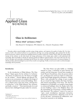 Glass in Architecture ÃÃ Mehran Arbab* and James J