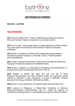Antongiulio Panizzi Televisione