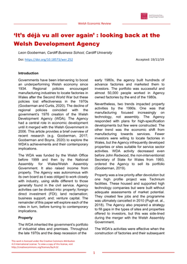 'It's Déjà Vu All Over Again' : Looking Back at the Welsh Development