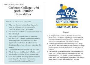 Carleton College 1966 50Th Reunion Newsletter