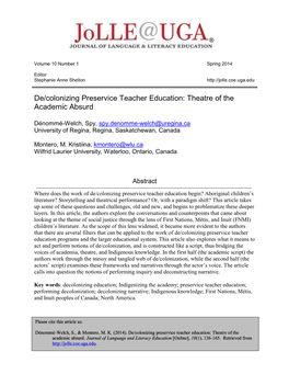 De/Colonizing Preservice Teacher Education: Theatre of the Academic Absurd