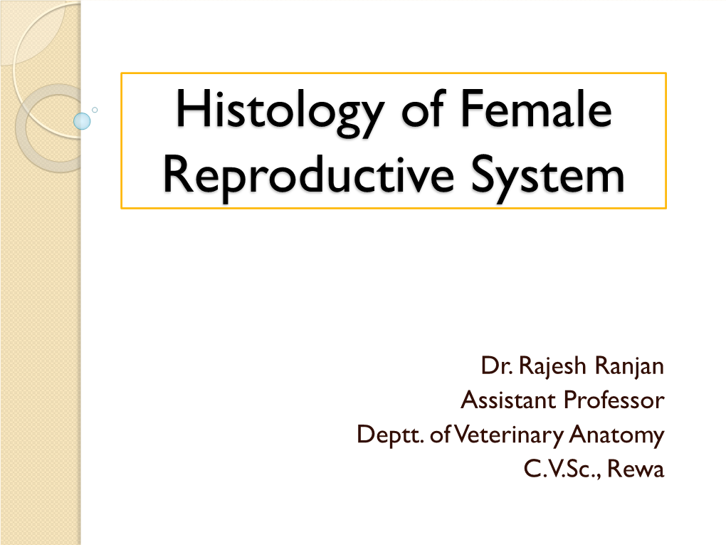 Histology of Female Reproductive System - DocsLib