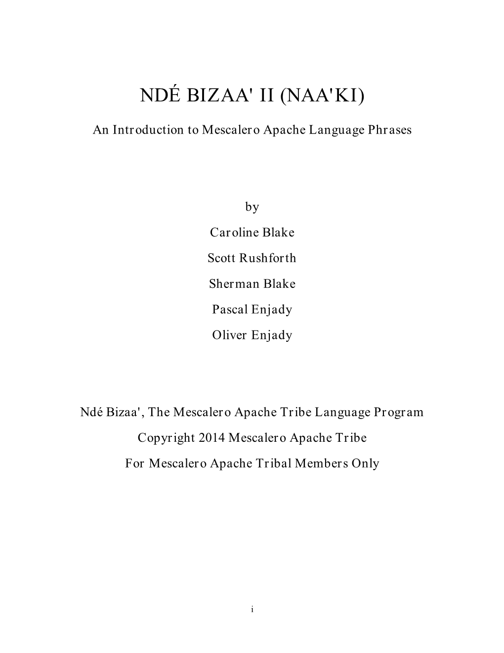 An Introduction to Mescalero Apache Language Phrases