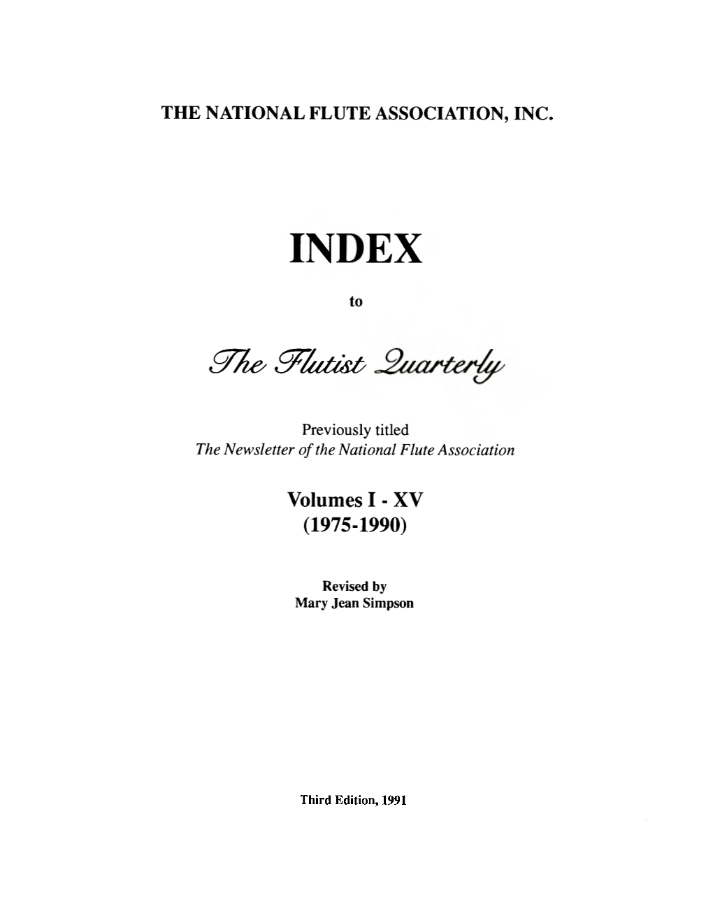 Volumes I - XV (1975-1990)