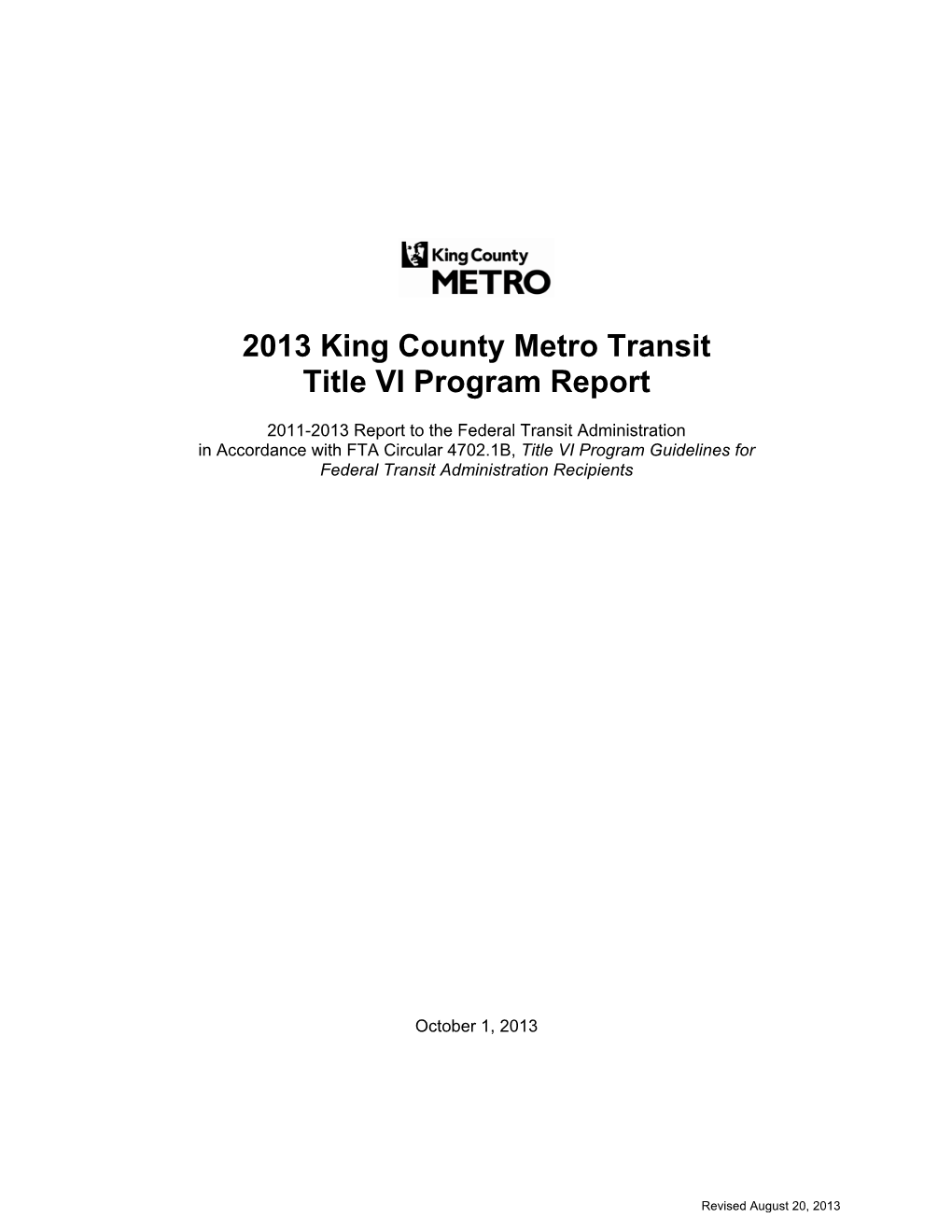 2013 King County Metro Transit Title VI Program Report