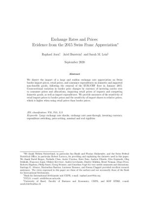 Exchange Rates and Prices: Evidence from the 2015 Swiss Franc Appreciation∗