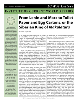 From Lenin and Marx to Toilet Paper and Egg Carton, Or the Siberian