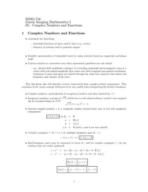 02 -- Complex Numbers and Functions
