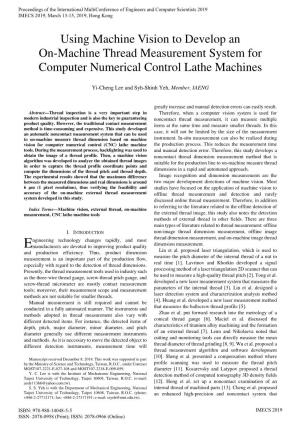 Using Machine Vision to Develop an On-Machine Thread Measurement System for Computer Numerical Control Lathe Machines