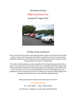 MGA South West Tour Sunday 26Th August 2012