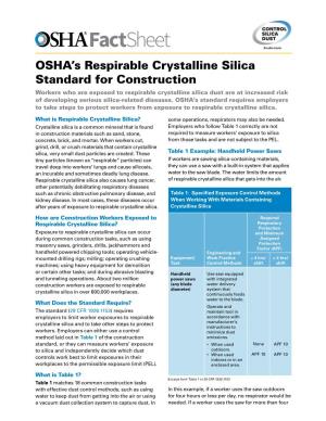 OSHA's Respirable Crystalline Silica Standard for Construction