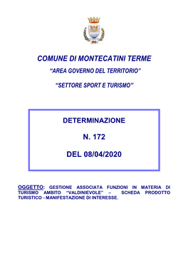 Comune Di Montecatini Terme N. 172 Del 08/04/2020