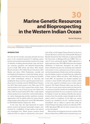 Marine Genetic Resources and Bioprospecting in the Western Indian Ocean