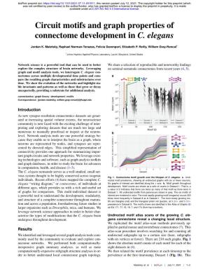 Circuit Motifs and Graph Properties of Connectome Development in C