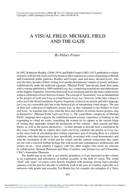 Michael Field and the Gaze