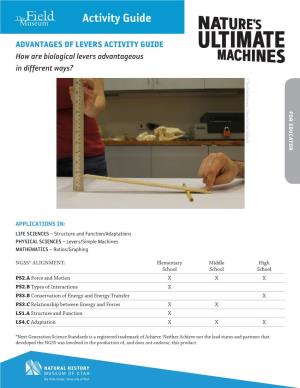 Activity Guide Levers/Simple Machines Levers/Simple Structure Andstructure Function/Adaptations Ratios/Graphing