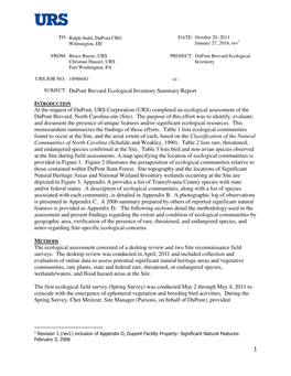 Dupont Brevard Ecological Inventory Summary Report
