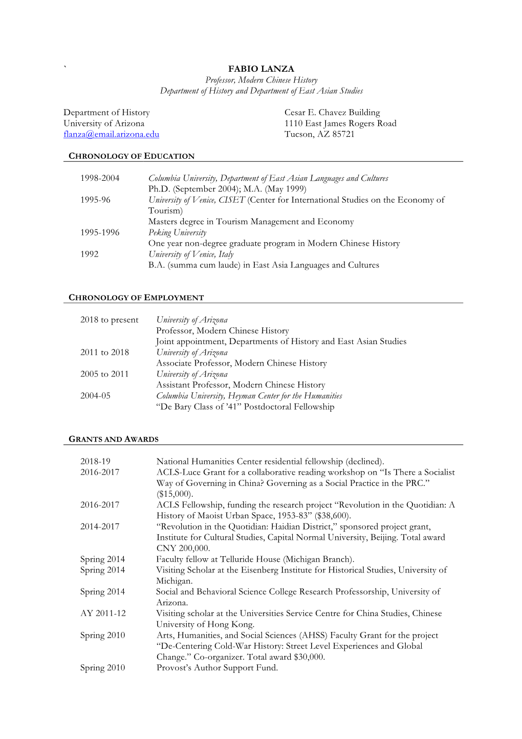 Fabio Lanza's CV