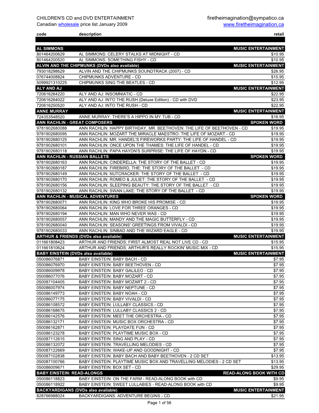 FTI 2009 CD DVD Consumer Price List