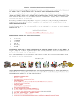 Curbside Solid Waste Collection Rules & Regulations