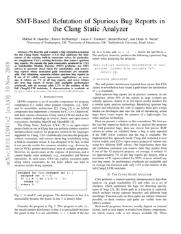 SMT-Based Refutation of Spurious Bug Reports in the Clang Static Analyzer