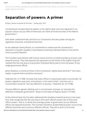 Separation of Powers: a Primer