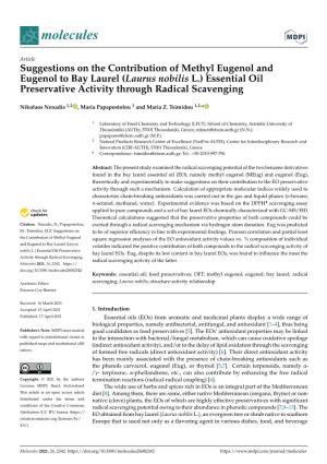 Suggestions on the Contribution of Methyl Eugenol and Eugenol to Bay Laurel (Laurus Nobilis L.) Essential Oil Preservative Activity Through Radical Scavenging