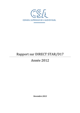 Rapport Sur DIRECT STAR/D17 Année 2012