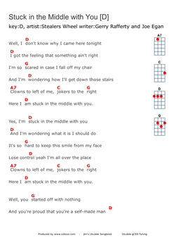 Stuck in the Middle with You [D] Key:D, Artist:Stealers Wheel Writer:Gerry Rafferty and Joe Egan