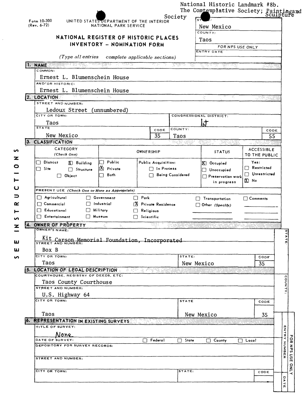 National Register of Historic Places Inventory-Nomination