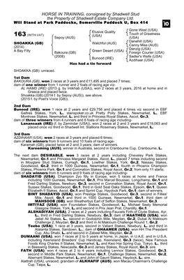 HORSE in TRAINING, Consigned by Shadwell Stud the Property of Shadwell Estate Company Ltd