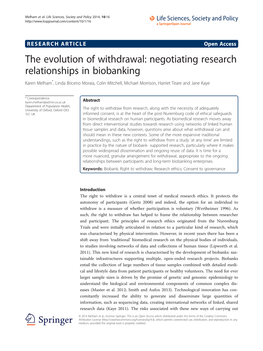 The Evolution of Withdrawal: Negotiating Research Relationships