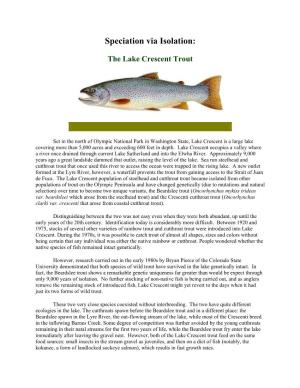 Speciation Via Isolation: the Lake Crescent Trout