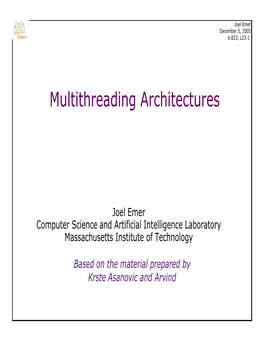 Multithreading Architectures